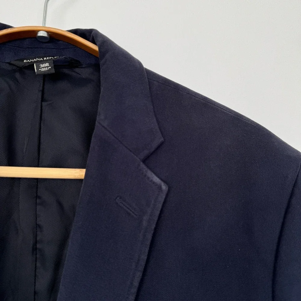 Banana Republic Mens Navy Blue Cotton Slim Fit Blazer Sport Coat 38R 581216